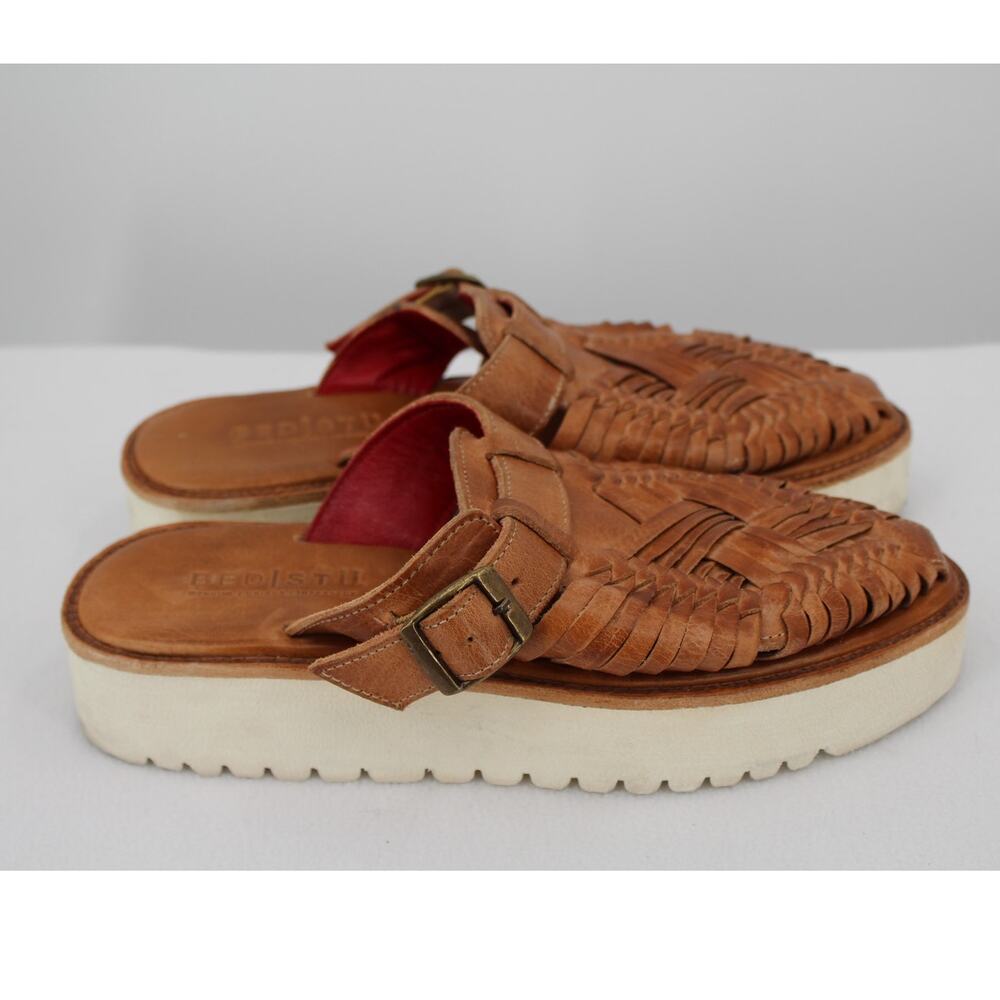 Women’s BEDSTU Linette Platform tan rustic leather sandals Size 7